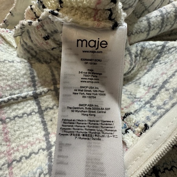 Maje Plaid Tweed Mini Dress Size Cotton Fringe Hem Size 36, US Small‎ - Picture 11 of 12